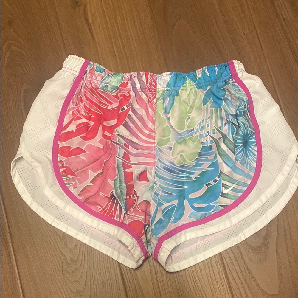 Nike Pink and Blue Athletic Shorts Size Medium Lightweight Tropical like new!